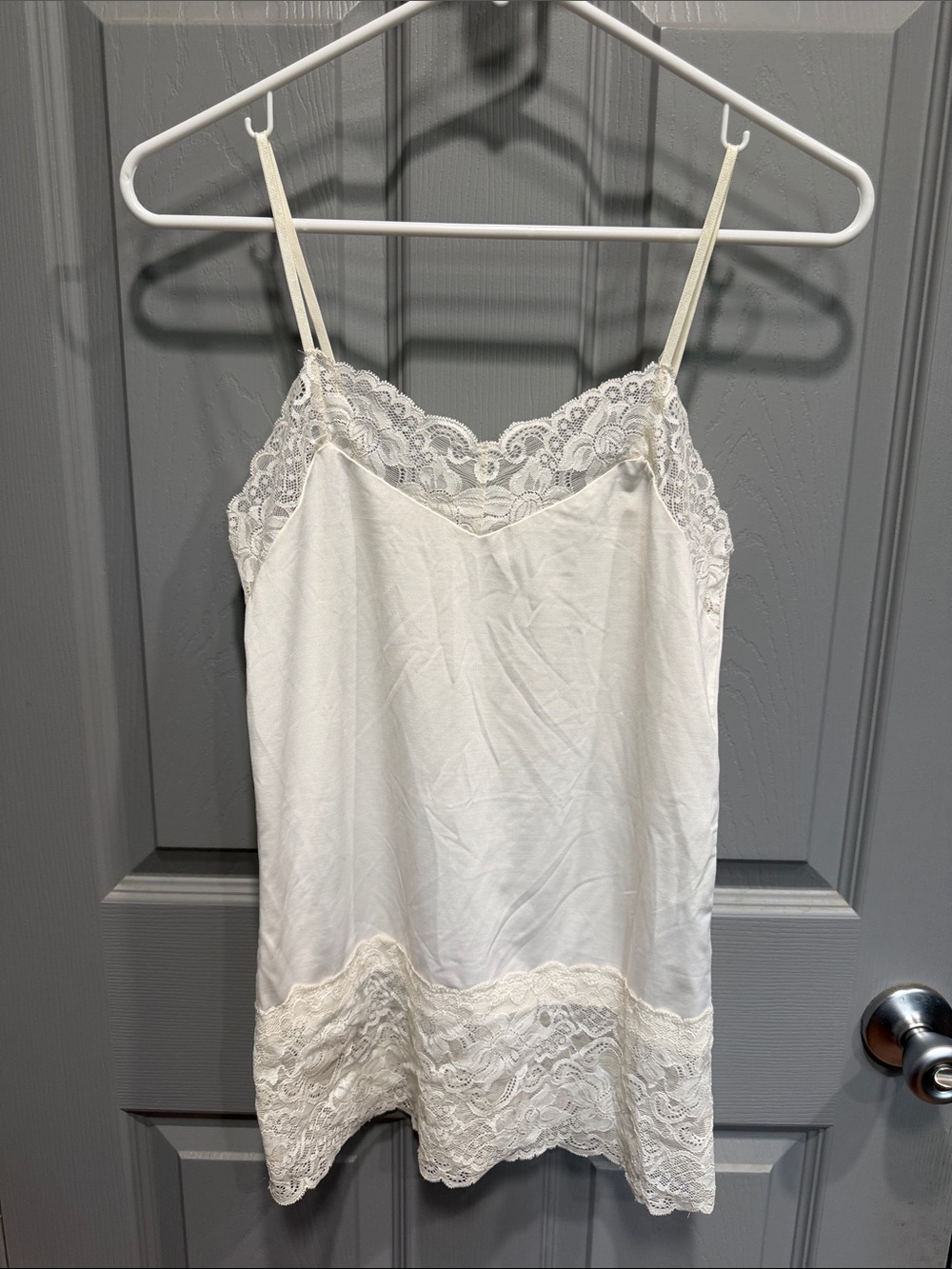White House Black Market Ivory Lace-Trim Camisole